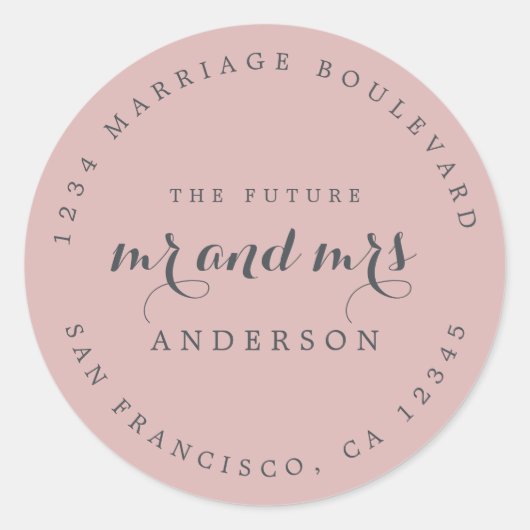 Chic Script Future Mr. Wedding Rücksendeadresse Runder Aufkleber (Vorderseite)
