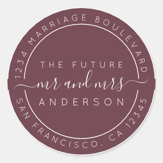 Chic Script Future Mr. Wedding Rücksendeadresse Runder Aufkleber (Vorderseite)