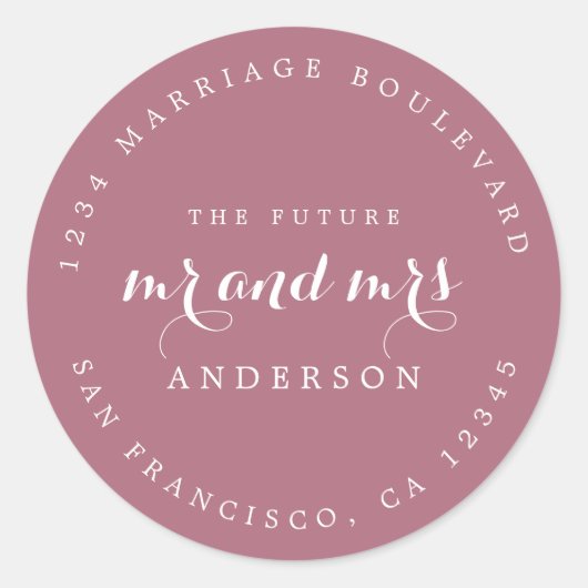 Chic Script Future Mr. Wedding Rücksendeadresse Runder Aufkleber (Vorderseite)