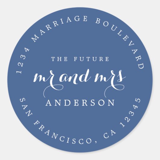 Chic Script Future Mr. Wedding Rücksendeadresse Runder Aufkleber (Vorderseite)