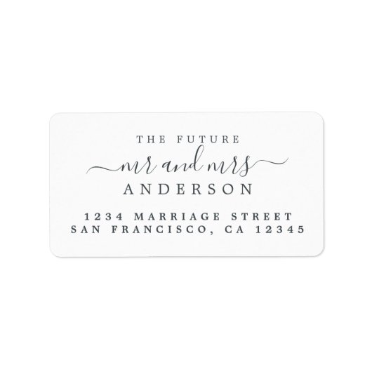 Chic Script Future Mr. White Wedding Address Adressaufkleber (Vorne)