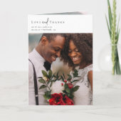 Chic Script geklappt Mehrfach-Foto Hochzeit Dankeskarte (Vorderseite)