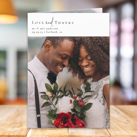 Chic Script geklappt Mehrfach-Foto Hochzeit Dankeskarte