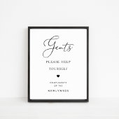 Chic Script Gents Bathroom Basket Wedding Sign Poster