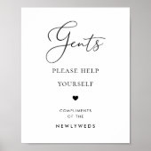 Chic Script Gents Bathroom Basket Wedding Sign Poster (Vorne)
