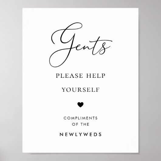 Chic Script Gents Bathroom Basket Wedding Sign Poster (Vorne)