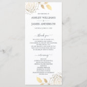 Chic Script Gold Floral Rose Einfache Hochzeit Programm (Vorderseite)
