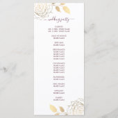 Chic Script Gold Floral Rose Einfache Hochzeit Programm (Rückseite)