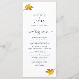 Chic Script Gold Leaf Minimale Hochzeit Menükarte