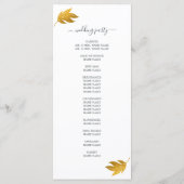 Chic Script Gold Leaf Minimale Hochzeit Programm (Rückseite)