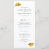 Chic Script Gold Leaf Minimale Hochzeit Programm (Vorderseite)