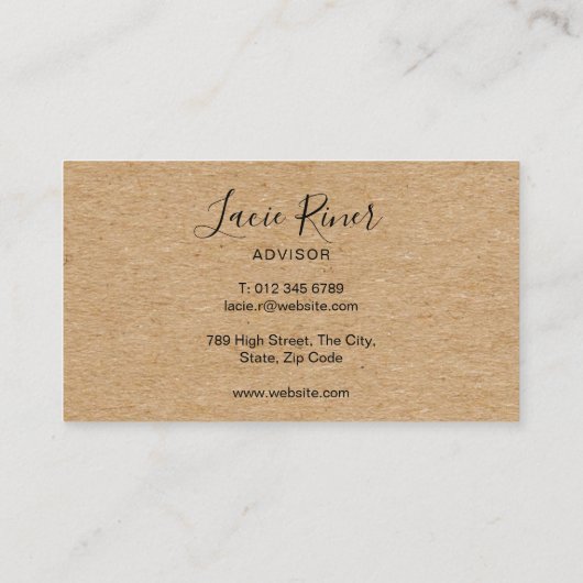 Chic Script Gold Liebe Herz Rustic Kraft Visitenkarte (Rückseite)