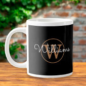 Chic Script Gold Monogram Black Personalisiert Jumbo-Tasse
