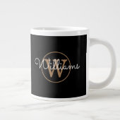 Chic Script Gold Monogram Schwarz Personalisiert Jumbo-Tasse (Rechts)