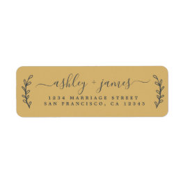 Chic Script Gold Yellow Wedding Rücksendeadresse