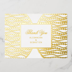 Chic Script Goldene Perlen Goldfolie Dankeskarten Folieneinladung