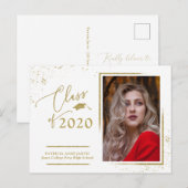 Chic Script Grad Ankündigung Festive Gold Glitzer Postkarte (Vorne/Hinten)