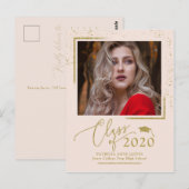Chic Script Grad Ankündigung Festive Gold Glitzer Postkarte (Vorne/Hinten)