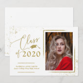 Chic Script Grad Ankündigung Gold Glitzer Foto (Vorne/Hinten)