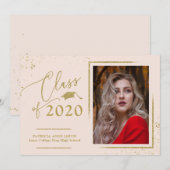 Chic Script Grad Ankündigung Gold Glitzer Foto (Vorne/Hinten)