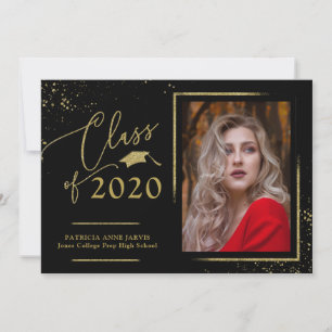 Chic Script Grad Ankündigung Gold Glitzer Foto