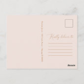 Chic Script Grad Ankündigung Rose Gold Glitzer Postkarte (Rückseite)