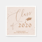 Chic Script Grad Ankündigung Rose Gold Glitzer Serviette (Vorderseite)
