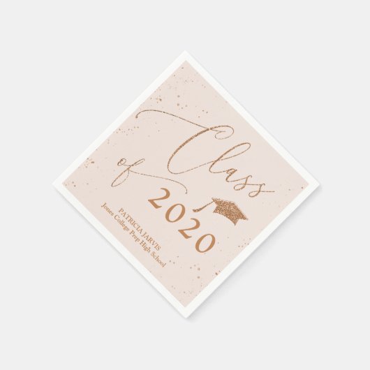 Chic Script Grad Ankündigung Rose Gold Glitzer Serviette (Ecke)
