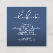 Chic Script Graduate Blue Party Begleitkarte (Rückseite)