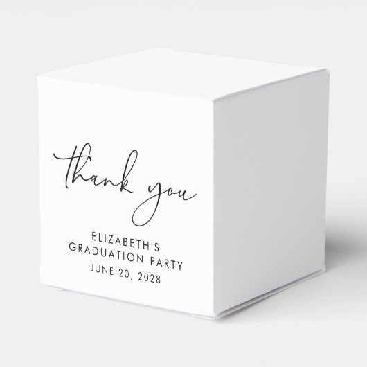 Chic Script Graduation Party Danke Geschenkschachtel (Rückseite)