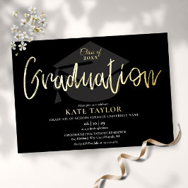 Chic Script Graduation Party Gold Foil Einladung