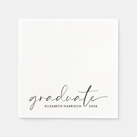 Chic Script Graduation Party Serviette (Vorderseite)