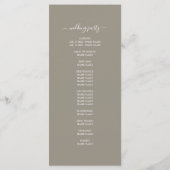 Chic Script Gray Einfache Minimal Hochzeit Programm (Rückseite)