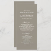Chic Script Gray Einfache Minimal Hochzeit Programm (Vorne/Hinten)