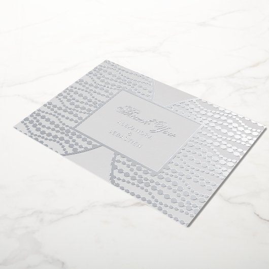 Chic Script Gray Pearl Silver Foil Danke Karte (Gedreht)
