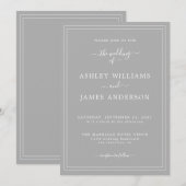 Chic Script Gray Wedding Einladung (Vorne/Hinten)