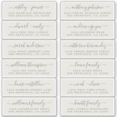 Chic Script Gray Wedding Guest Address Labels (Vorderseite)