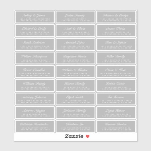 Chic Script Gray Wedding Guest Address Labels (Blatt)