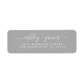 Chic Script Gray Wedding Rücksendeadresse (Vorne)