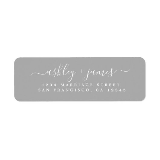 Chic Script Gray Wedding Rücksendeadresse (Vorne)