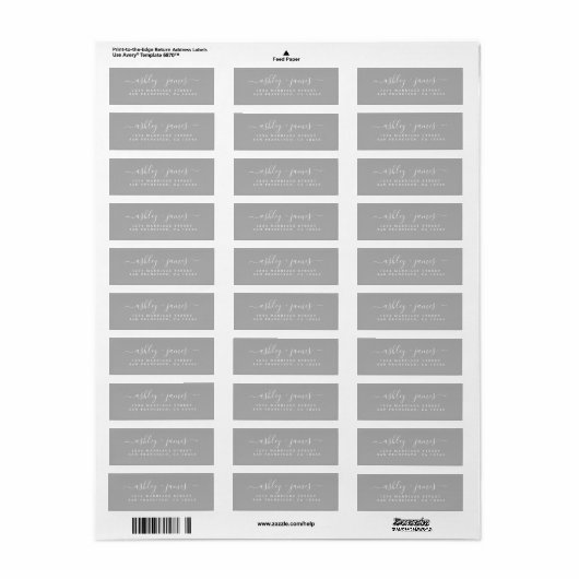 Chic Script Gray Wedding Rücksendeadresse (Vorne)
