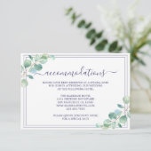 Chic Script Green Foliage Hochzeitsinformationen Begleitkarte (Stehend Vorderseite)