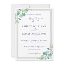 Chic Script Green Foliage Wedding Einladung