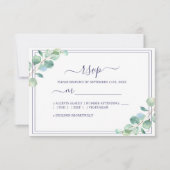 Chic Script Green Foliage Wedding RSVP Karte (Vorderseite)