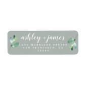 Chic Script Green Foliage Wedding Rücksendeadresse (Vorne)