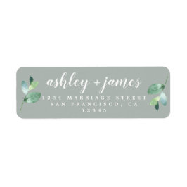 Chic Script Green Foliage Wedding Rücksendeadresse
