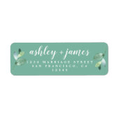 Chic Script Green Foliage Wedding Rücksendeadresse (Vorne)