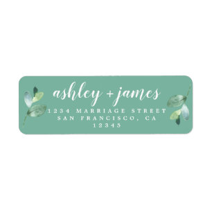 Chic Script Green Foliage Wedding Rücksendeadresse