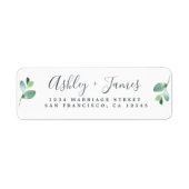 Chic Script Green Foliage Wedding Rücksendeadresse (Vorne)