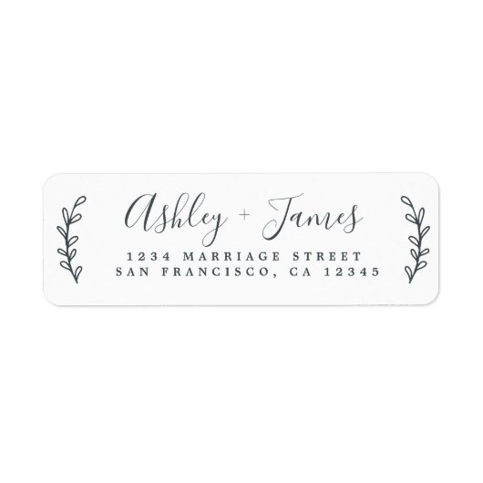 Chic Script Green Foliage Wedding Rücksendeadresse (Vorne)